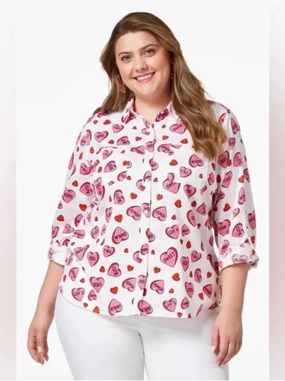 Cato | PLUS SIZE CONVERSATION HEART SHIRT Coquette